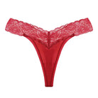 Wine red plus size lace thong panties