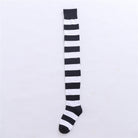 80cm extra long black and white striped thigh high socks