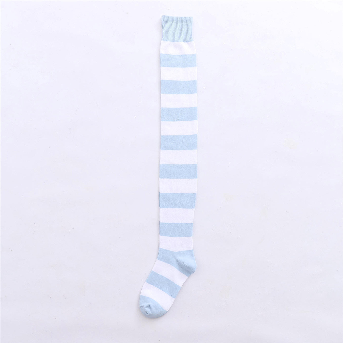 80cm extra long blue and white striped thigh high socks