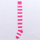 80cm extra long rose and white striped thigh high socks