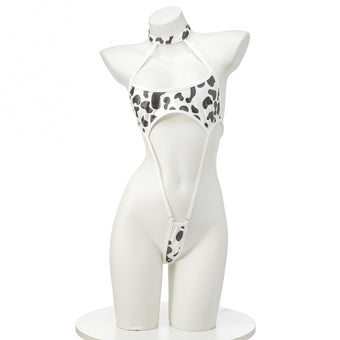 Femboy Cow Print Leather Bikini