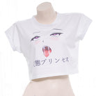 Femboy White Anime Kaomoji Crop Top - Femboy Fashion