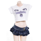 Femboy White Anime Kaomoji Crop Top - Femboy Fashion