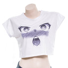 Femboy White Anime Kaomoji Crop Top - Femboy Fashion