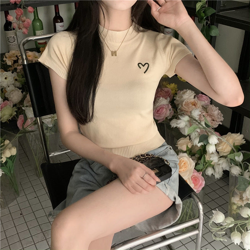 Round Neck Knitted T-Shirt - Femboy Fashion