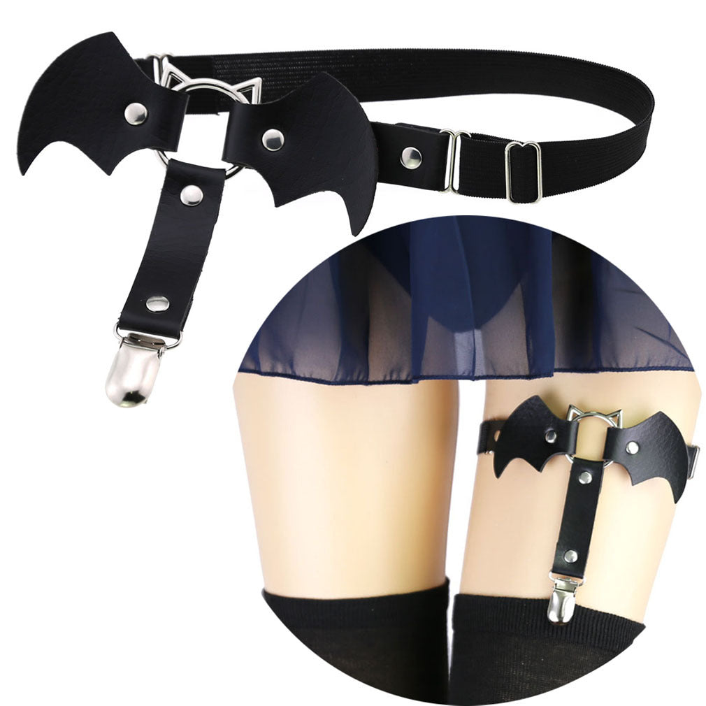 Black/Red Bat Leg Garters