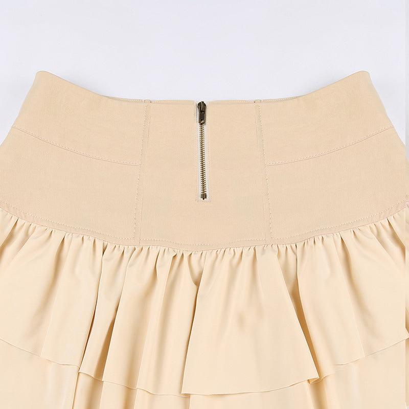 Femboy's Beige Cake Short Skirt - Femboy Fashion