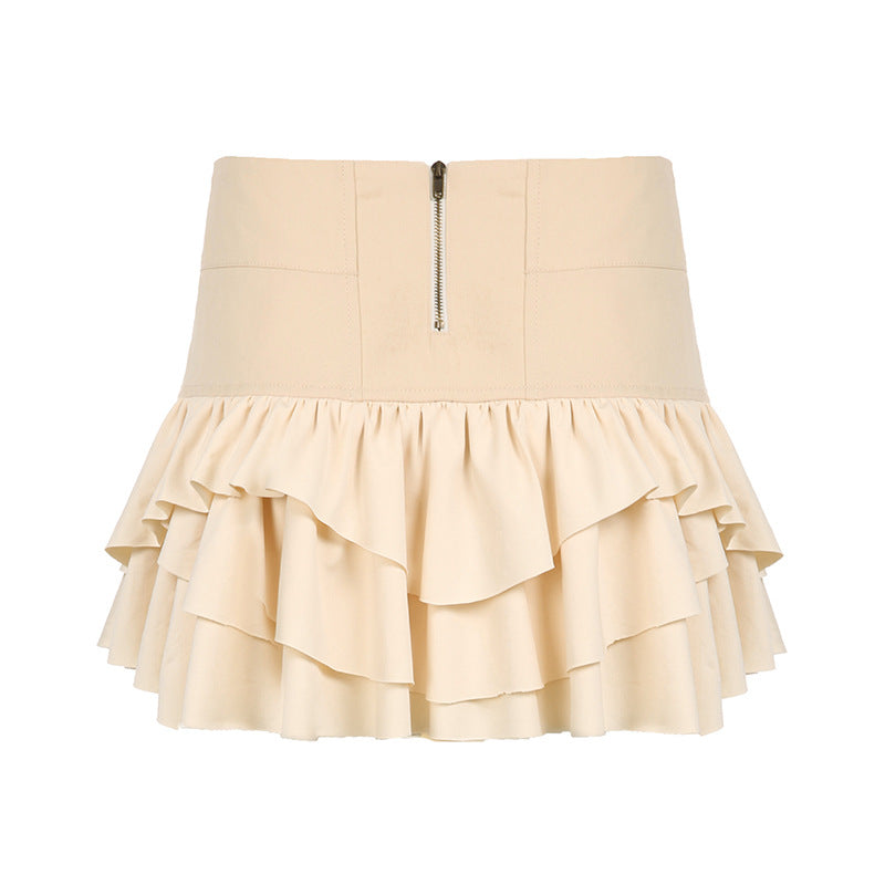 Femboy's Beige Cake Short Skirt - Femboy Fashion