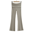 Femboy Beige High Sport Kick Flare Pants - Femboy Fashion