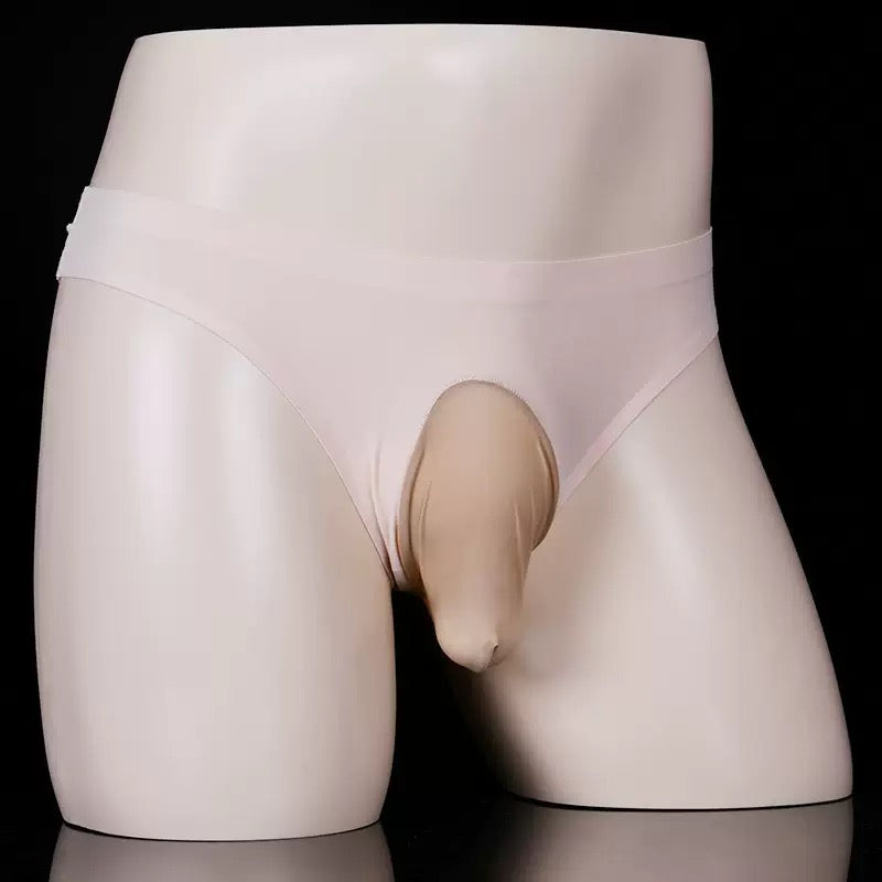 Beige seamless pouch panty for sissy femboy