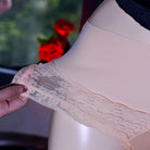 Beige Sissy High Waist Lace Pouch Panties Detail - Femboy Fashion