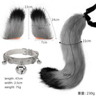 Black and gray fox ears clips and tail with collar set size