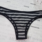 Black and gray striped thong panties