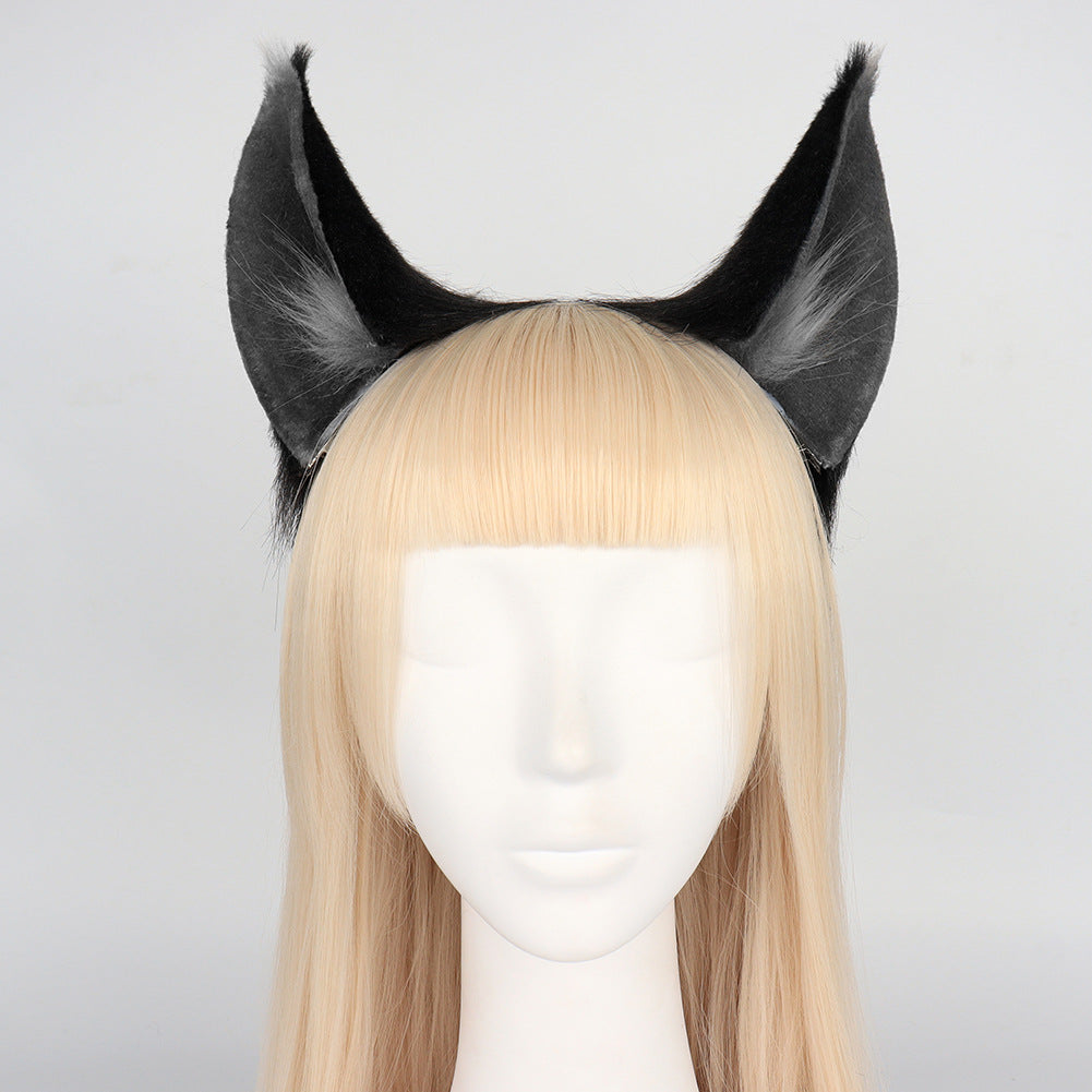 Black and gray wolf ears clips