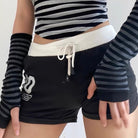 Black and grey striped arm warmers for femboy