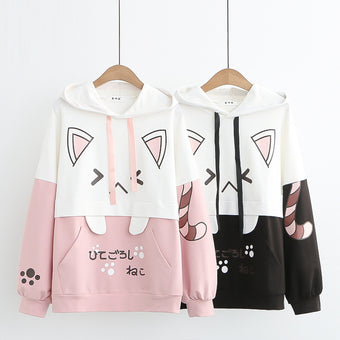 Cute Cat Ear Printed Femboy Hoodie