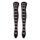 Black and pink skeleton bone thigh high socks