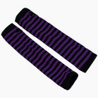 Black And Purple Striped Arm Warmers - Femboy Fashion