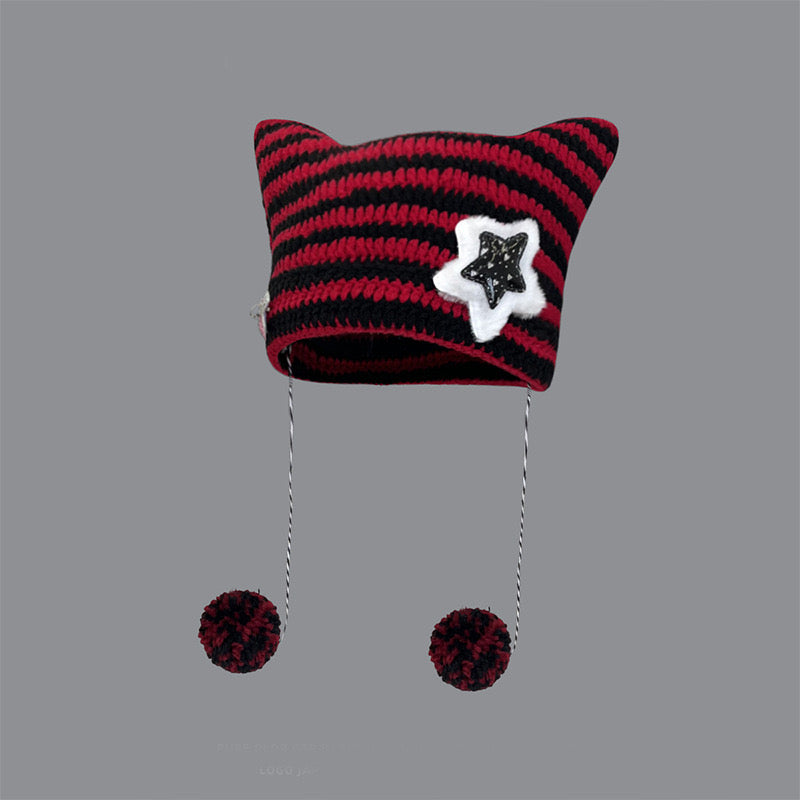 Black and red cute femboy cat hat