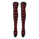 Black and red skeleton bone thigh high socks