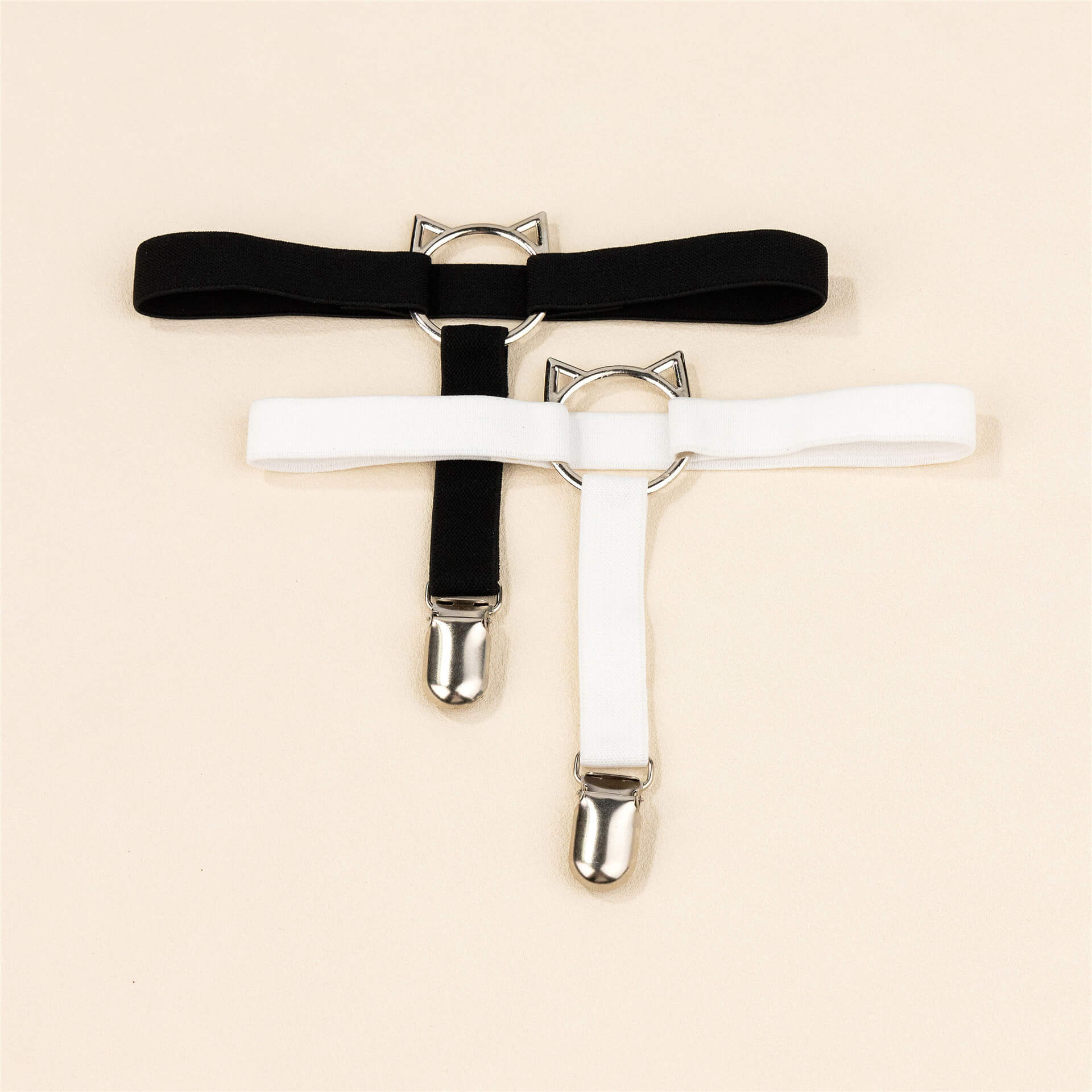 Black And White Elastic Cat Leg Garters Set