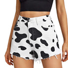 Femboy in Black And White Cow Print Short Front - Femboy Fashion