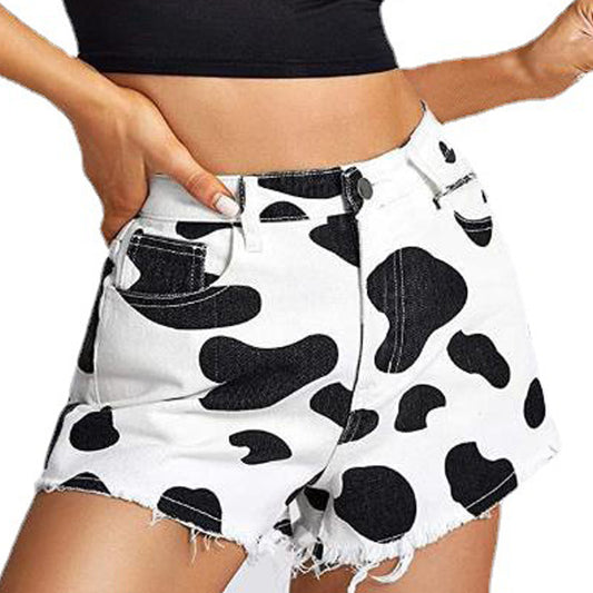 Femboy in Black And White Cow Print Short - Femboy Fashion