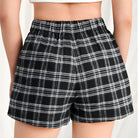 Elastic Waist Plaid Shorts Black - Femboy Fashion