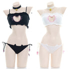 Black And White Kawaii Cat Lingerie Set - Femboy Fashion