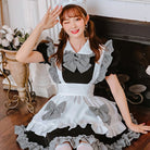 Black And White Plaid Lolita Maid Dress - Femboy Fashion