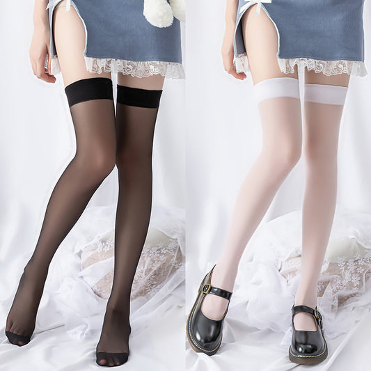 black and white semi opaque thigh highs