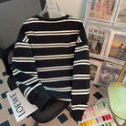 Black and white striped long sleeve top