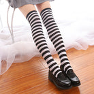 Black And White Striped Thigh High Socks - Femboy Fashion