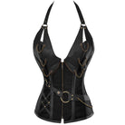 Black Punk Back Lace Up Halter Corset Top - Femboy Fashion