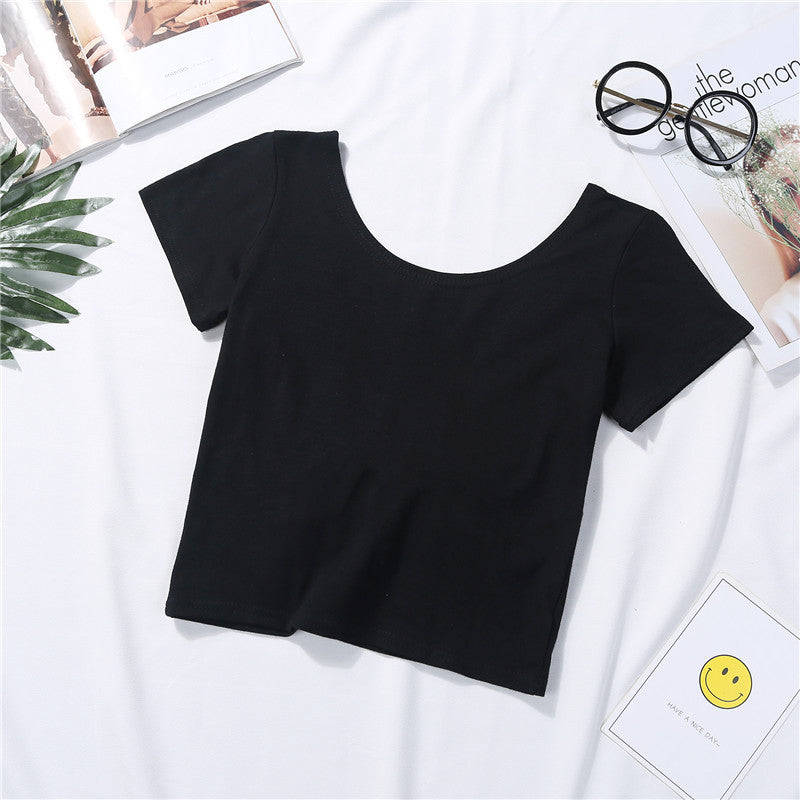 Bowknot Solid Crop Tee - Femboy Fashion