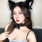 Cat Ear Headbands With Choker Black - Femboy Fashion