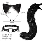 black cat ears and tail with collar set size chart