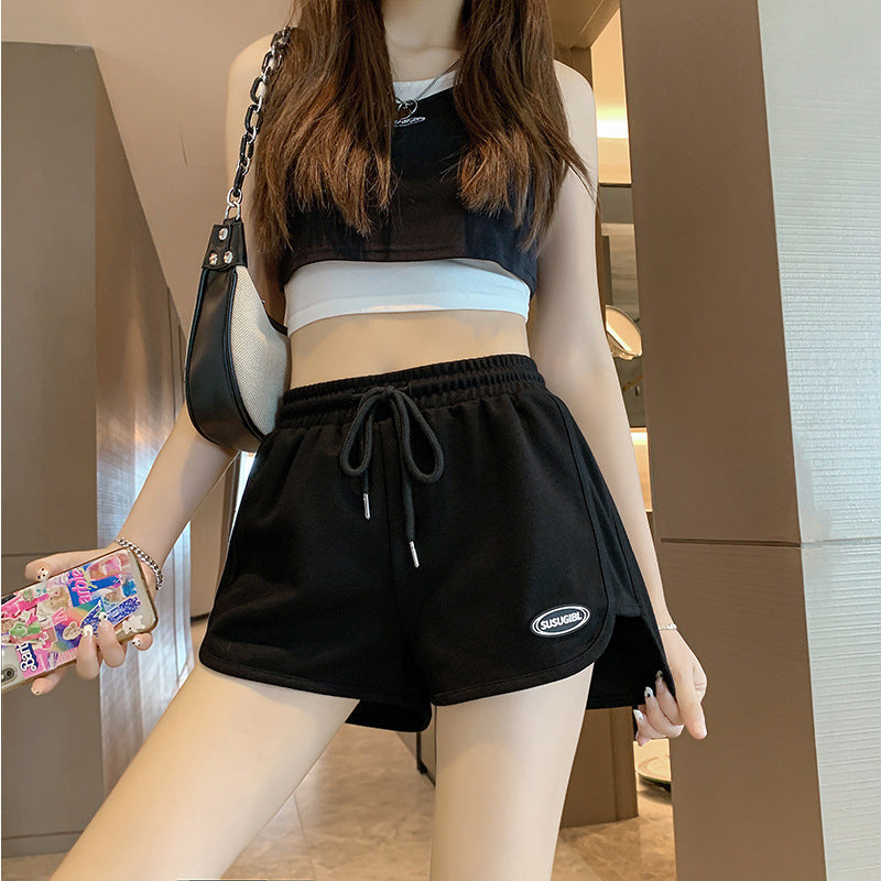 Black Cotton Sports Shorts - Femboy Fashion