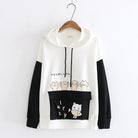 Cute Cat Eat Fish Hoodie - Femboy Fashion