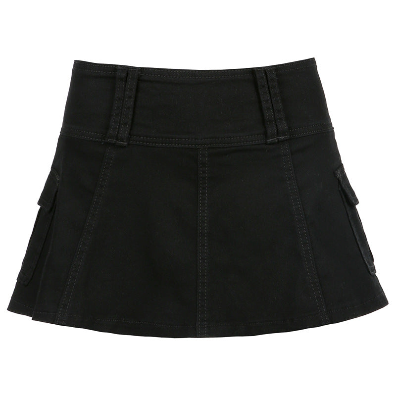 Black Denim Mini Skirt - Femboy Fashion