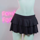 Black Double Layered Micro Mini Skirt