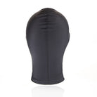 Black full-face hood on a white background