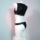 black fashion letter crop top and panty lingerie set back