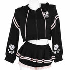 Femboy black crop hoodie and mico skirt set front