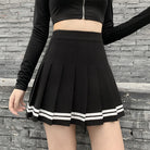 Femboy in Black Femboy Pleated Skirt With White Stripes - Femboy Fashion