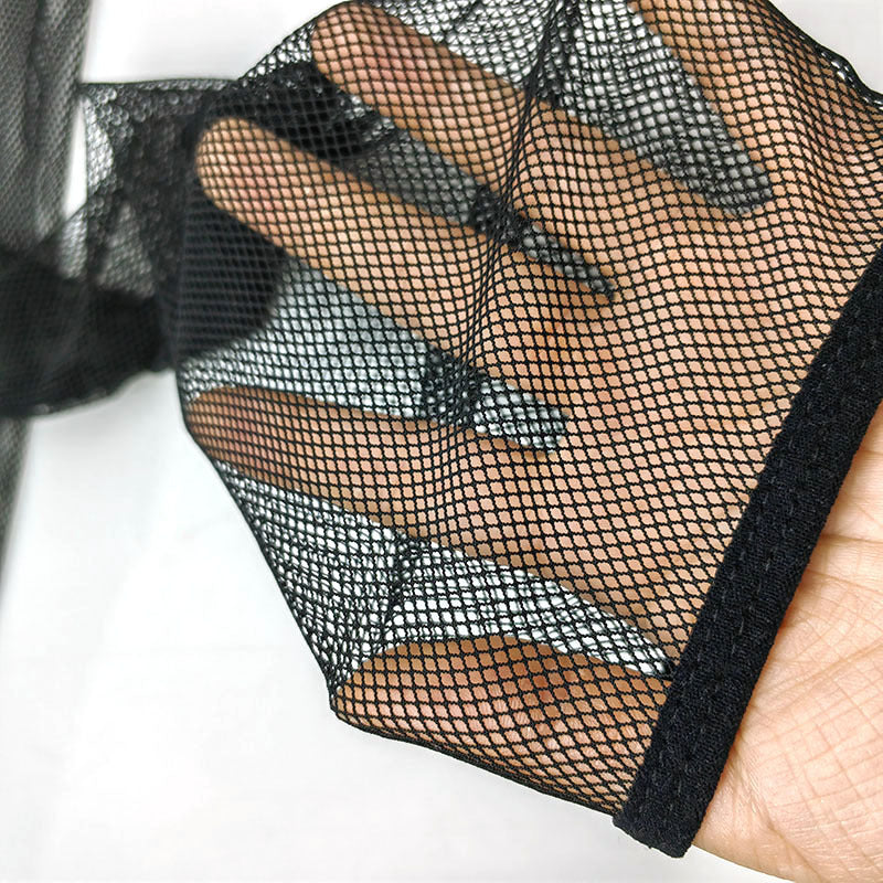 Black Fishnet Finger Loop Gloves Material Details