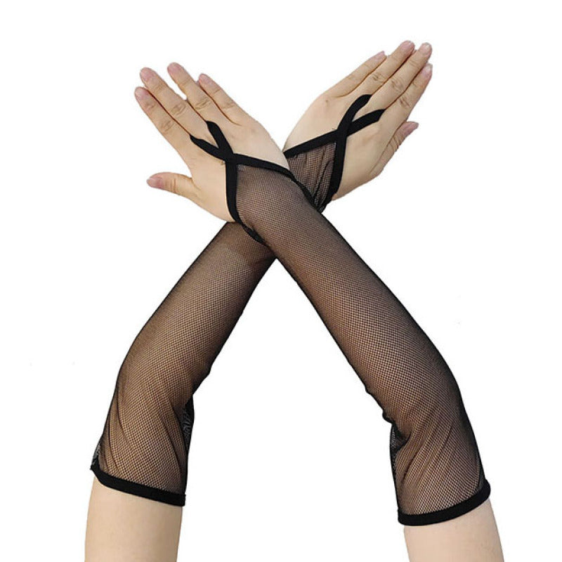 Black Fishnet Finger Loop Gloves