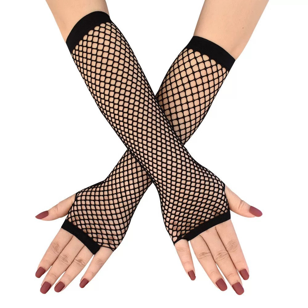 Black Fishnet Fingerless Gloves - Femboy Fashion