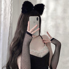 Black Fishnet Fingerless Gloves - Femboy Fashion