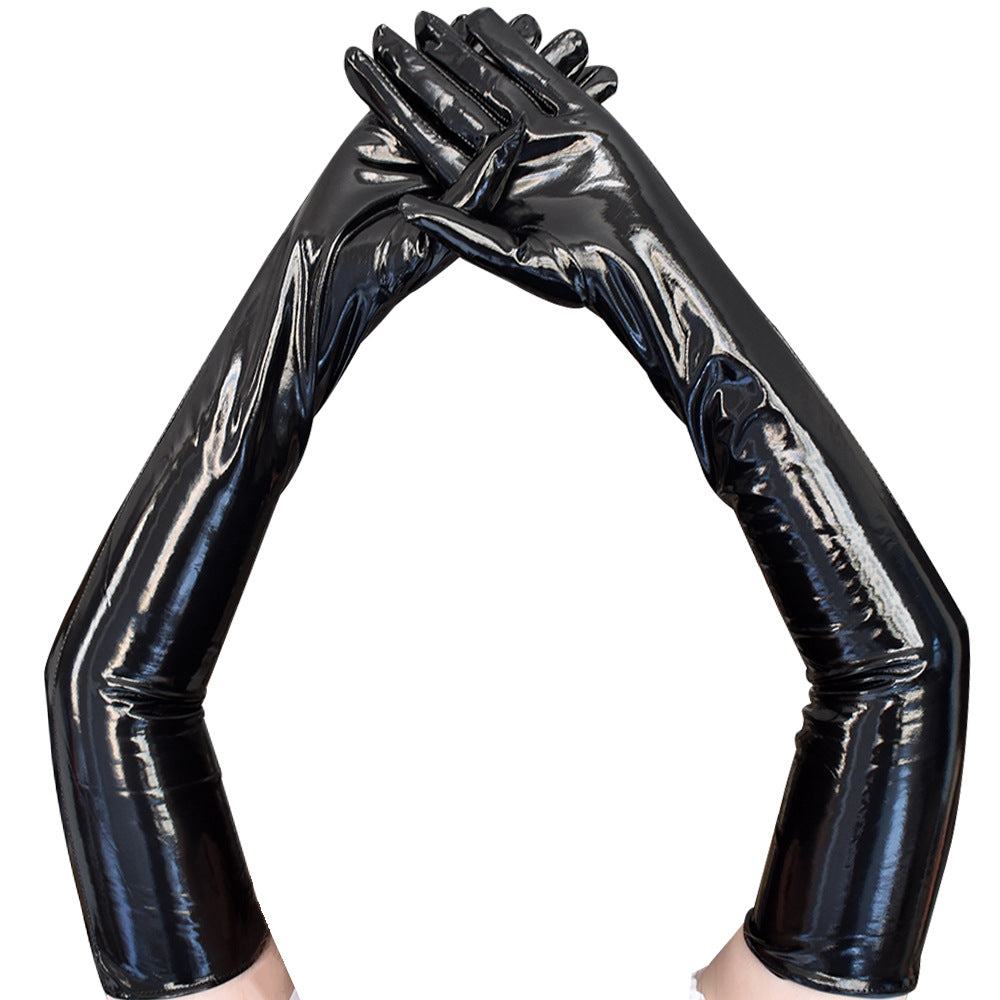 Black Long Leather Gloves